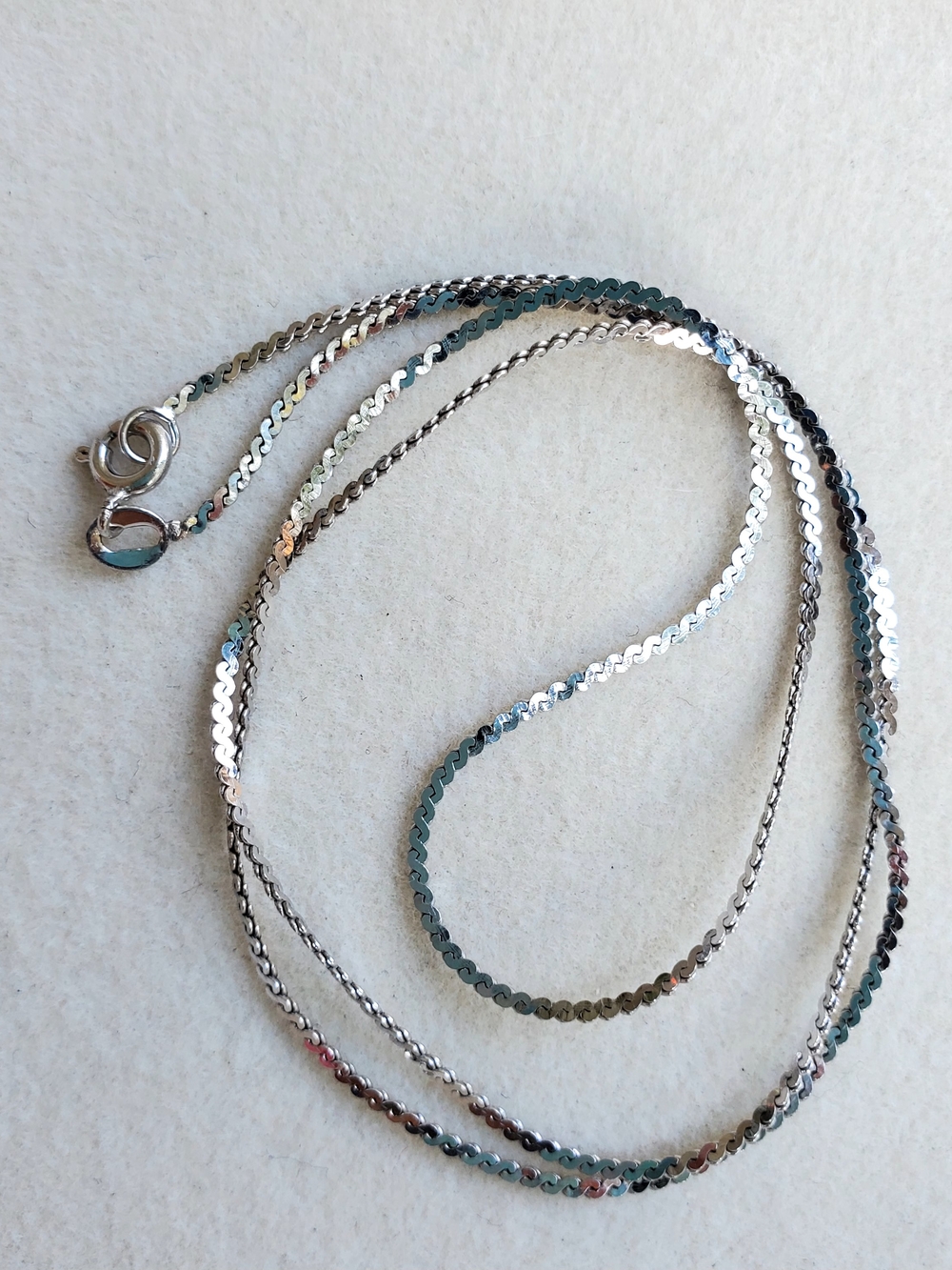 Sterling Silver Serpentine Chain Necklace - 2.35 g